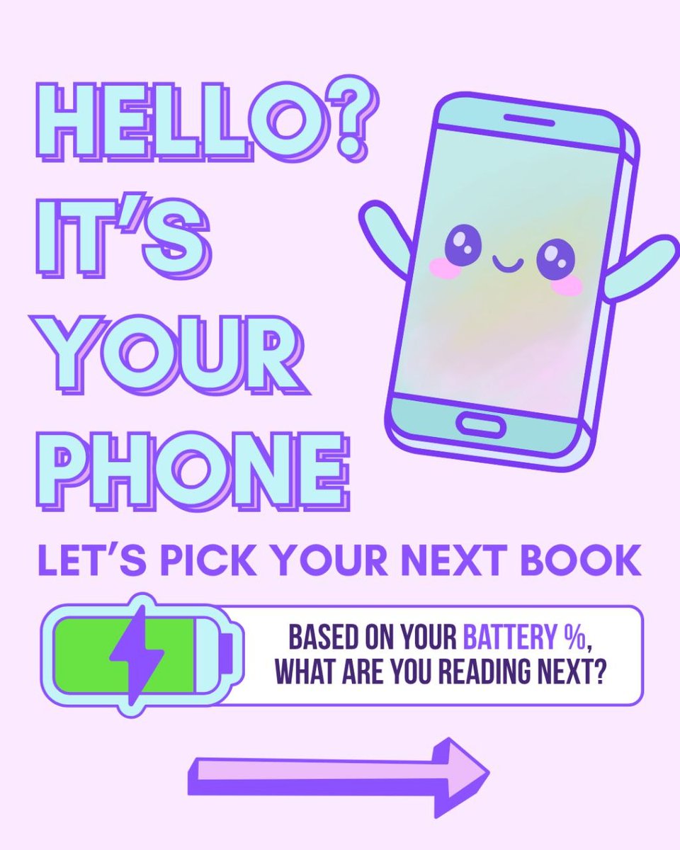 ReadingRaceApp's tweet photo. Your battery decides your next book 🔋 
Low battery = quick, addictive reads 
Full battery = time to commit 

What % are you at right now? 👇
Start your next read at https://t.co/AjWtg9Bkaz 

#booktokrecommendations #whattoreadnext #readercommunity #readingapp #booktokcommunity https://t.co/wNtaO19b62