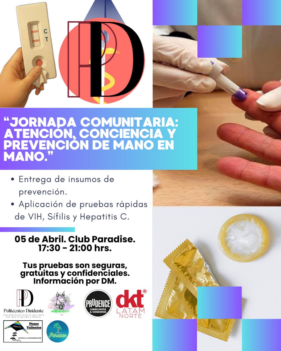politec_disiden's tweet photo. Hey, cibernautas! 👋🏾🔥
🩺 Jornada Comunitaria: Atención, Conciencia y Prevención de Mano en Mano.
Ven a hacerte tus pruebas rápidas de VIH, Sífilis y Hepatitis C.🩸🧫🩺⚕️
📍 @PARADISE_CDMX
🕖 17:30 a 21:00 hrs
El placer llega con prevención, el autocuidado
#MeCuidoYTeCuido https://t.co/32XIXfDFDF
