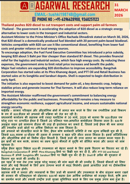Goodvib75002247's tweet photo. #Thailand pushes #B20 #biodiesel to cut transport costs and support #palmoil farmers🌴थाईलैंड परिवहन लागत कम करने और पाम तेल किसानों की मदद के लिए B20 डीज़ल को बढ़ावा दे रहा है https://t.co/iEv6ZzTHKm