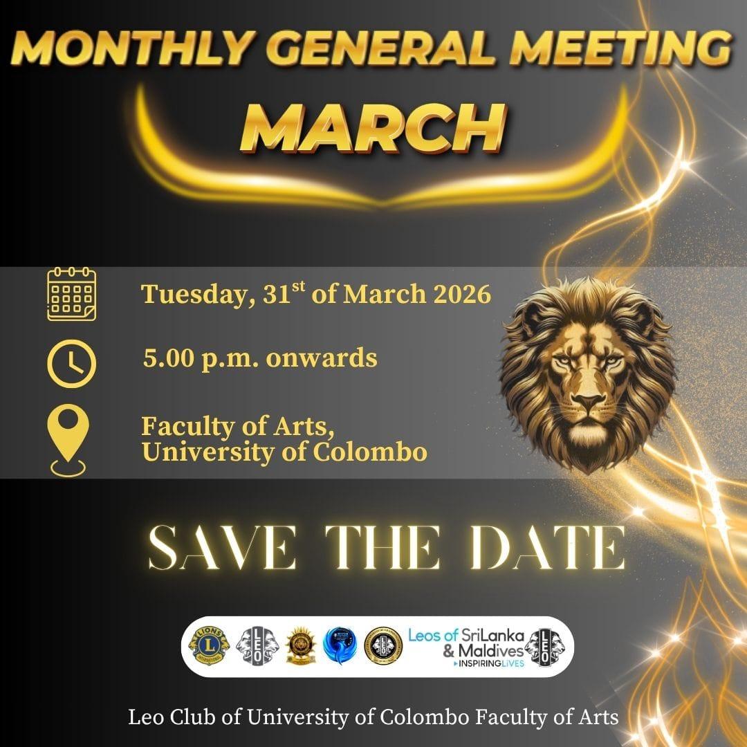 LEOUOCFOA's tweet image. 📌 Save the Date

 Monthly General Meeting - March

#SaveTheDate
#GeneralMeeting
#leo_uoc_foa
#LeosofUOCFOA
#leodistrict306D1
#LeoMD306
#LeoOfSriLankaMaldives