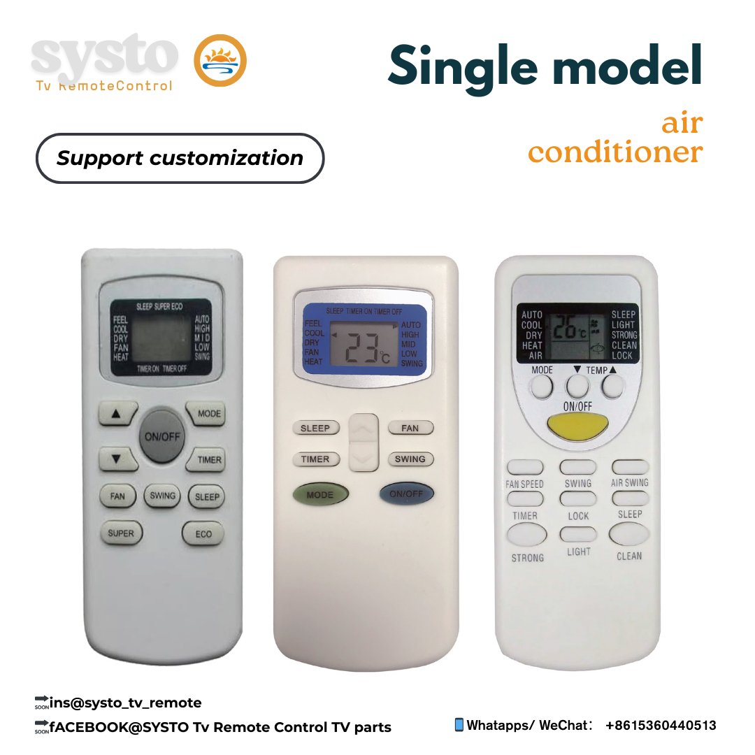 SystoRemote's tweet image. Single Model  AC Remote Control Series❄️
🔸Simple setup
🔸Strong Compatibility

🔗systoremote.com
🔗systo.hk
🔗linktr.ee/SystoOfficial
📱WhatsApp/WeChat：8615360440513
#air #airconditon #remotecontrol