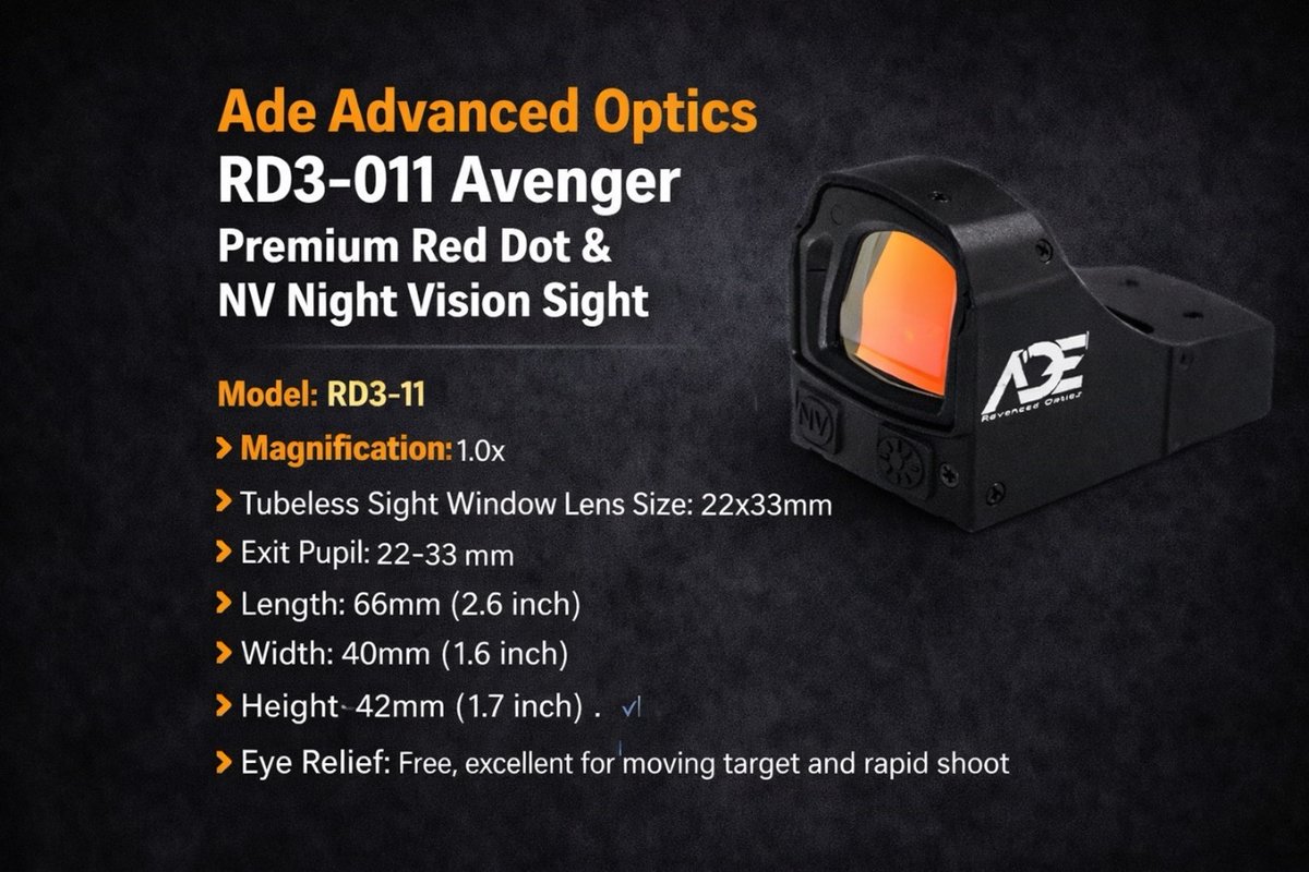 Opticsfactory's tweet image. Premium precision and night-ready performance in a rugged reflex optic.
Explore performance and versatility at opticsfactory.com
#RedDotSight #NightVisionOptics #ReflexSight #TacticalOptics #AR15Accessories #OpticsFactory