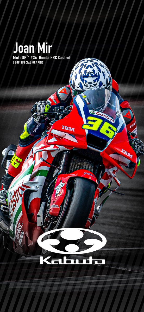 kabuto_mc's tweet image. Joanファンのみなさんこんにちは☁️

#USGP 🇺🇸でJoan Mir選手が着用したスペシャルグラフィック🌟

かっこいいですよね🥰✨

今回、スマホ壁紙を作成しました😉💫
いつでも推しを見れます☝🏻

みなさん、保存して壁紙に設定してね！