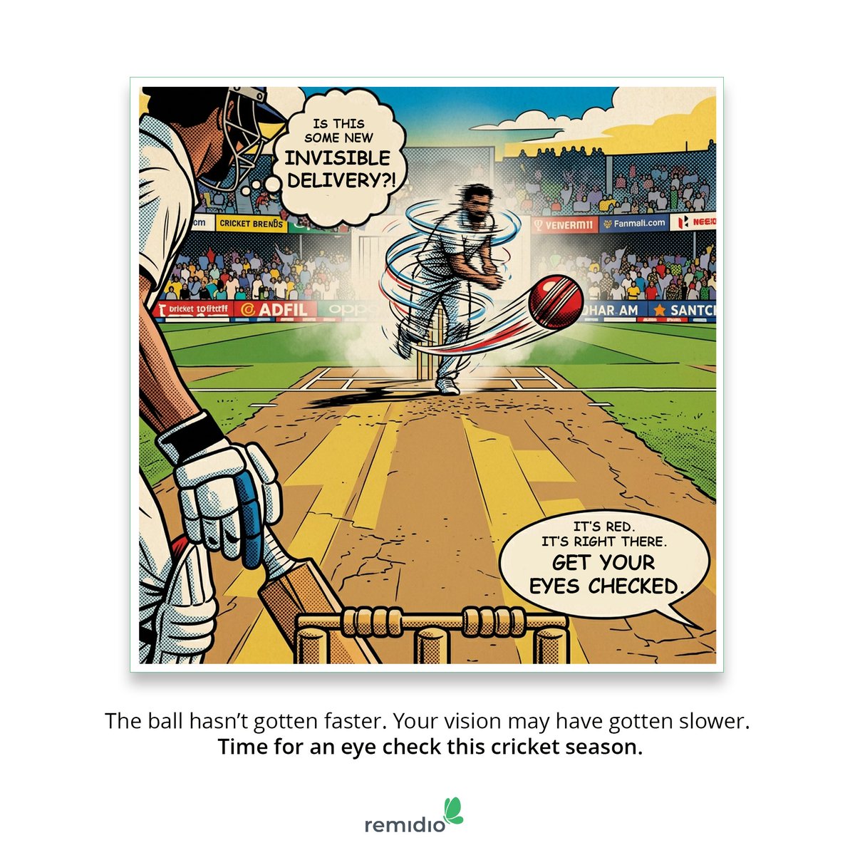Remidioconnect's tweet image. Every IPL season, millions of Indians watch 22 players on a 22-yard pitch from 100 metres away and somehow spot every no-ball.
But haven’t had an eye test in 3 years.
Interesting priorities.

#IPL2026 #Remidio #EyeHealth