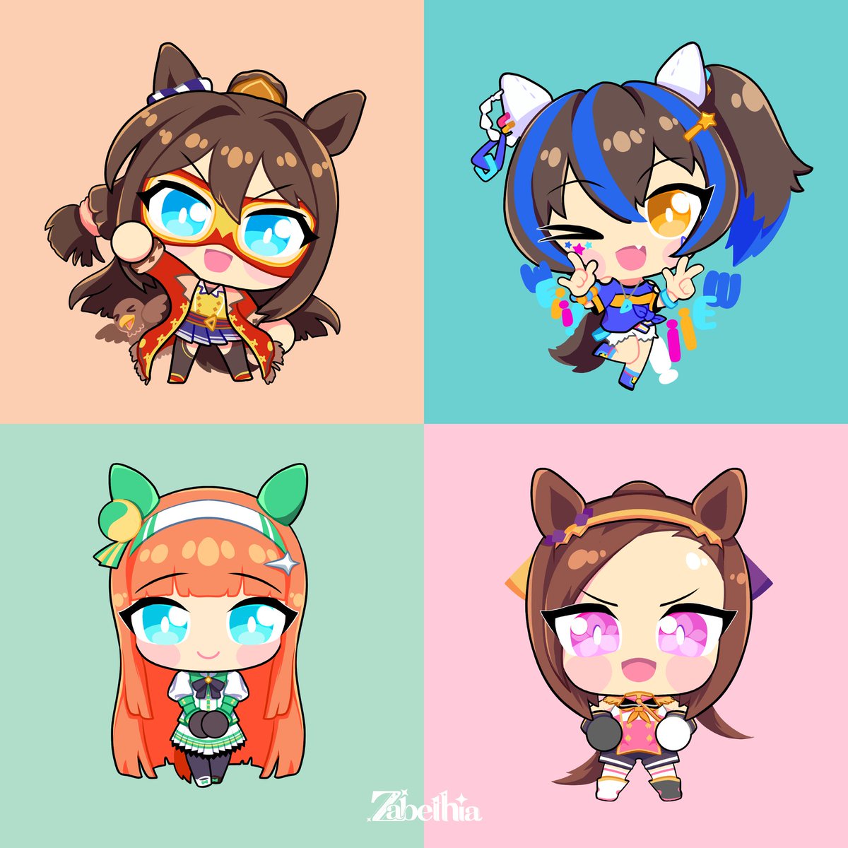 I've fallen into the horse girl hole 👁👄👁 available as stickers in my future events!! Mmmaube even charms..??? #umamusume lil spica haru golshi makween weeeiii elchan suzuka bakuSHIN BAKUSHINNNN!!