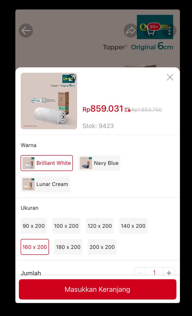 ✨wts topper kasur/mattress topper ukuran kasur queen bed 

Harga: 650k nego (beli 1 jt toko offline) 

Boleh langsung pickup aja di area Surabaya ya! minat dm 

#wts