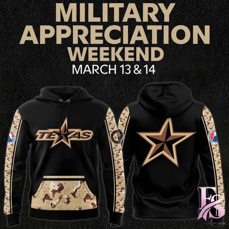FlexingStyle's tweet image. Texas Stars x Military Appreciation 2026 Hoodie
The **Texas Stars x Military Appreciation 2026 Hoodie** blends patriotism and style, honoring heroes with flair. #StarsSupport #MilitaryPride
👉cutt.ly/KtAfdm1g