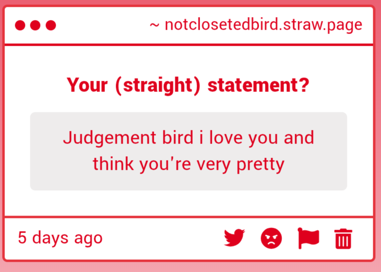 Evil Homophobic Judgement Bird tweet media