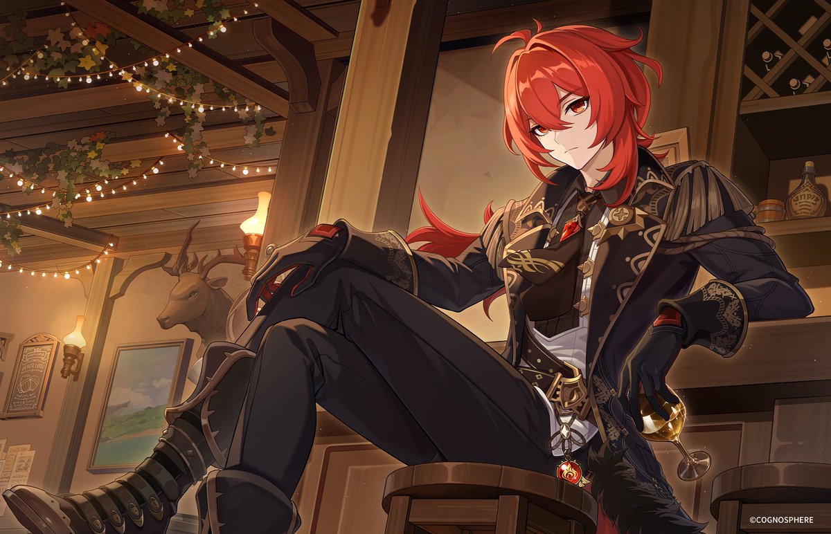 Angel's Share is closed and he's waiting for Kaeya like this