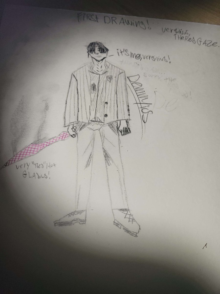 demmyios's tweet photo. i did about an hour and a half of practicing, and then i cooked up the BEST drawing i've ever made, i called it:
"It's me, Vergilius! and i'm holding my very "Red" Hot Gladius!" https://t.co/OoDN8vwn29