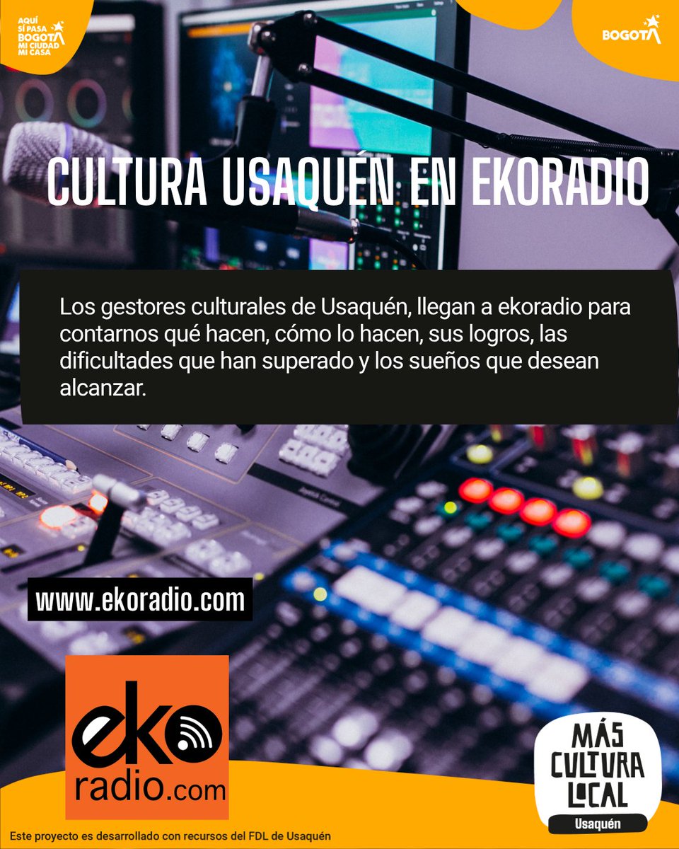 ekoradios's tweet image. ¿Sabías que en la localidad de Usaquén existe todo un ekosistema cultural? en la serie de programas "Cultura Usaquén en ekoradio" conoce gestores culturales y sus procesos todo en:   ekoradio.com   @alcaldiadeusaquen @culturaenbta @danielhortizq #radioonline