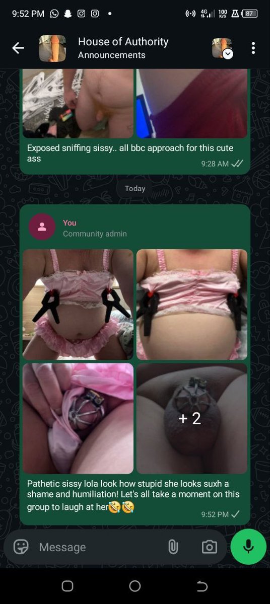 VenomousOlivia's tweet photo. Sissy Lola completely destroyed exposed on WhatsApp, Facebook & TikTok like the pathetic disgrace she is. Pink frilly lingerie, nipple clamps biting her saggy man-tits, tiny caged clit leaking, ass out for everyone to laugh at. This isn’t a girl. This is a public humiliation project. Shy? Not anymore. Now she’s just society’s laughing stock.
#SissyForLife