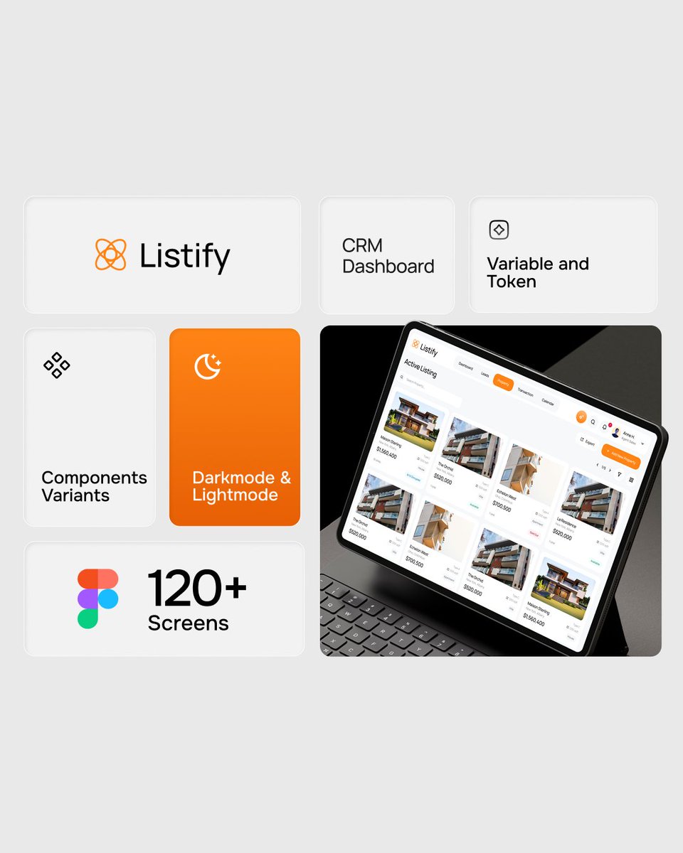 dpopstudio's tweet image. Real estate CRM, simplified 🏠

Listify helps teams manage listings,
track performance, and stay organized.
Clean UI. Clear data.

#UIUX #CRM #RealEstate #Dashboard #SaaS #ProductDesign