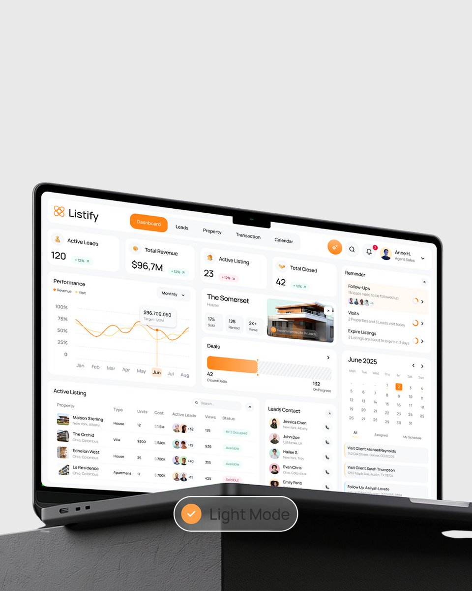 dpopstudio's tweet image. Real estate CRM, simplified 🏠

Listify helps teams manage listings,
track performance, and stay organized.
Clean UI. Clear data.

#UIUX #CRM #RealEstate #Dashboard #SaaS #ProductDesign