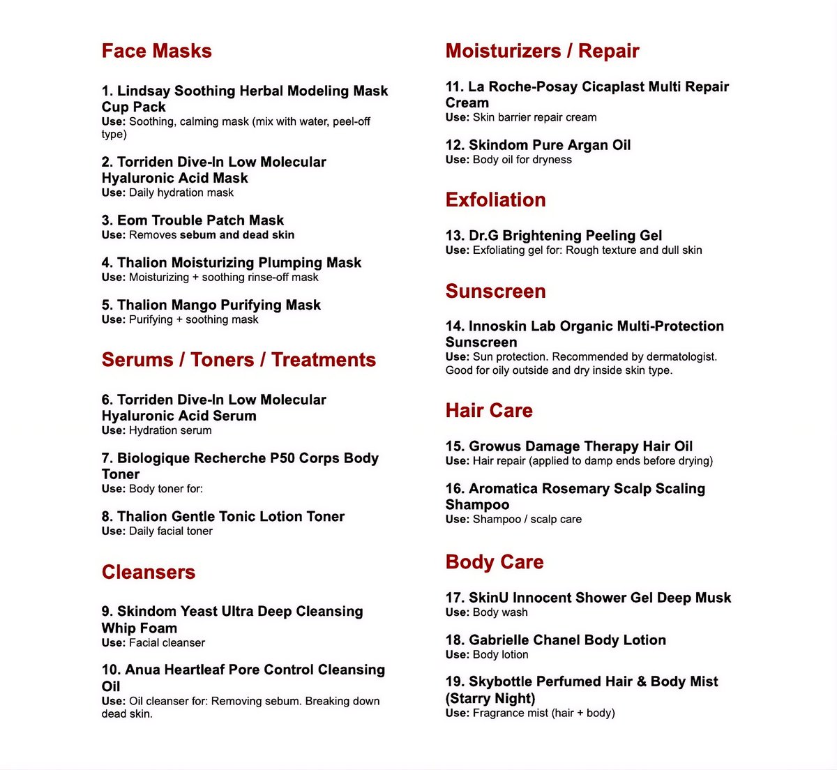 🐥 Sua's recommendations for skin and body care🐥