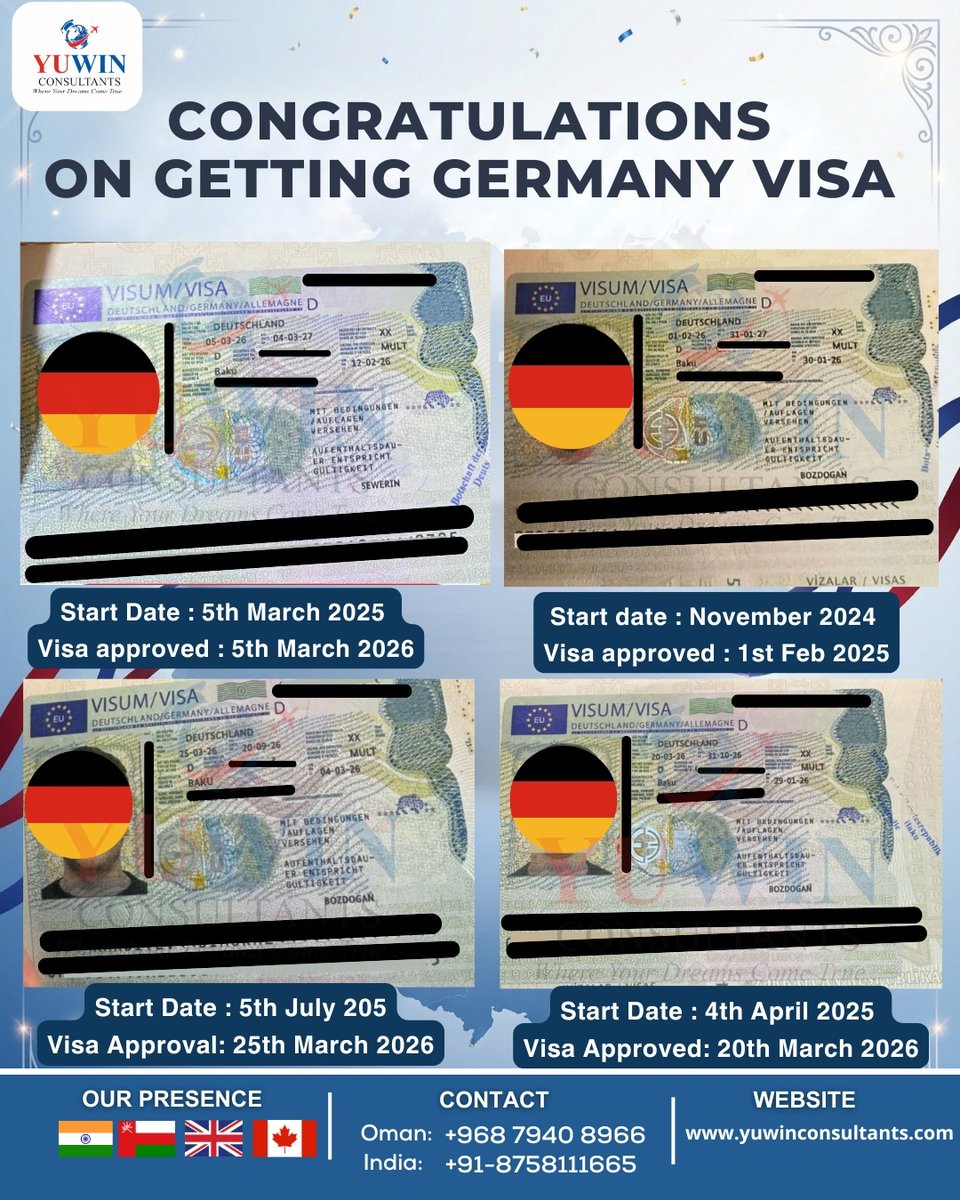 YuwinConsultant's tweet photo. 🎉 𝐂𝐎𝐍𝐆𝐑𝐀𝐓𝐔𝐋𝐀𝐓𝐈𝐎𝐍𝐒 .

Another set of successful approvals and happy clients moving closer to their dreams! 
Planning your move abroad? Let us make your process smooth, fast &amp; successful 

📩 DM us today to start your visa journey

#GermanyVisa #VisaApproved https://t.co/jDKvc7ZJFf