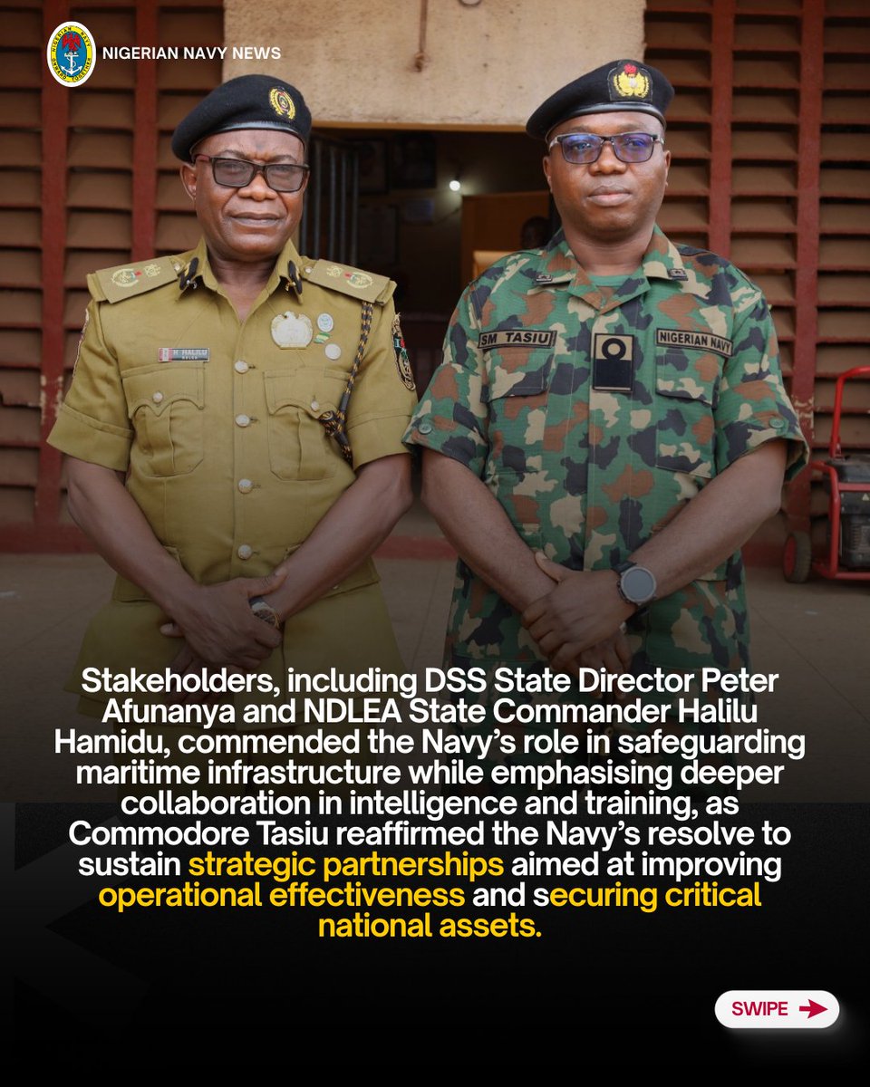 NigerianNavy's tweet photo. NIGERIAN NAVY REINFORCES STAKEHOLDER ENGAGEMENT TO SECURE CRITICAL ASSET IN DELTA STATE
#NigerianNavy
#OnwardTogether
#interagencysynergy https://t.co/Um9yZ09Uce