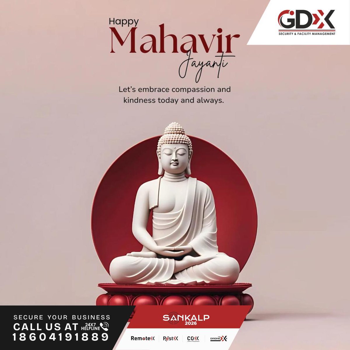 GDXfacility's tweet photo. GDX Group wishes you a blessed Mahavir Jayanti 

On this sacred occasion of Mahavir Jayanti, may the teachings of peace, non-violence, and truth inspire us to live with compassion and mindfulness.

Wishing you and your family happiness, serenity, and spiritual growth. https://t.co/hCfb5xCdaK