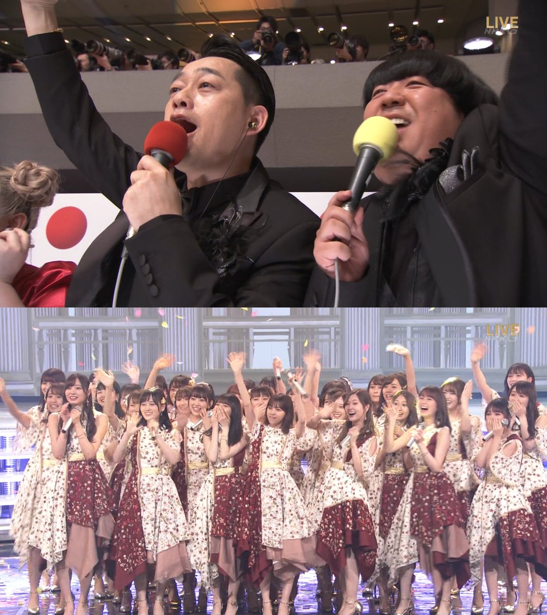 renonakamura46's tweet photo. バナナマンと乃木坂といえば神宮ライブへの日村さん乱入
そして西野七瀬さん最後の紅白2018での歌披露後のバナナマン
メンバー達大喜びだし泣いてるし（バナナマンもうっすら泣いてるのよね）

画像だけで泣けてくる、楽しかったなあ🥹

あかんかん、過去は見ないようにしないと🙈 https://t.co/ee0B0JL4Kf