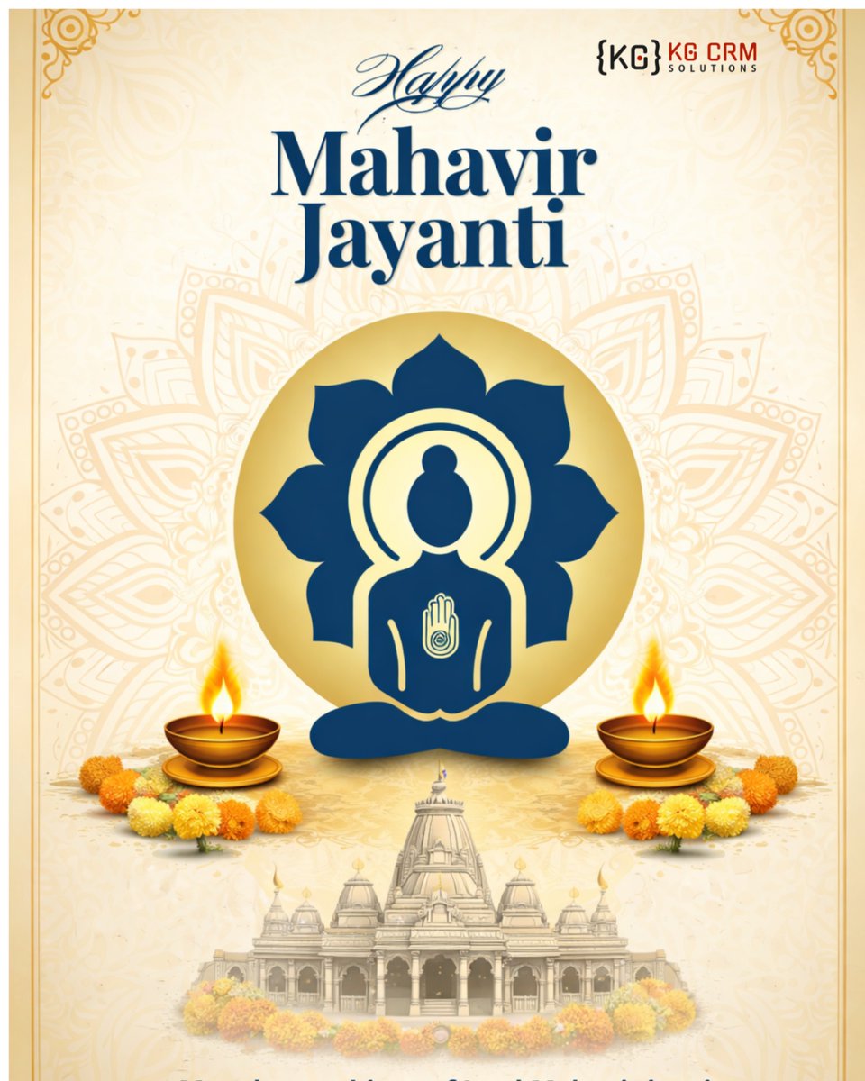 Pkgarg55's tweet photo. 🌸 Wishing everyone a Happy Mahavir Jayanti! 🌸

May Lord Mahavir’s teachings of peace, truth, and compassion guide us in life and work. 🙏

#MahavirJayanti #Peace #Compassion #KGCRMSolutions https://t.co/iDz2U0FcEu