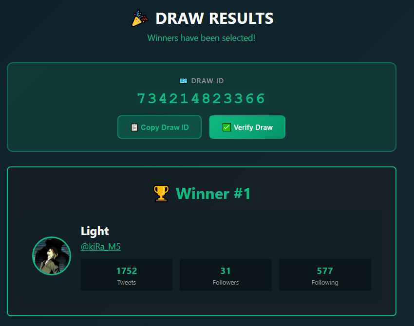 Congratulations <a href="/kiRa_M5/">Light</a> ! Please look in dms to claim your prize