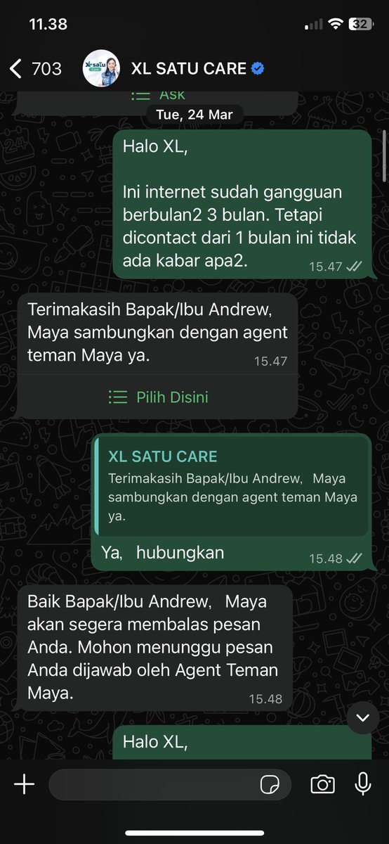 andrew_william's tweet photo. Perbandingan Firstmedia chat twitter dulu dengan XL satu di WA. XL twitterpun utk keluhan internet ga ada jawaban. Di XL satu ga nyambung jawabannya. Ga bisa baca whatsapp

#internet #internetindonesia https://t.co/5PcblS4XQj
