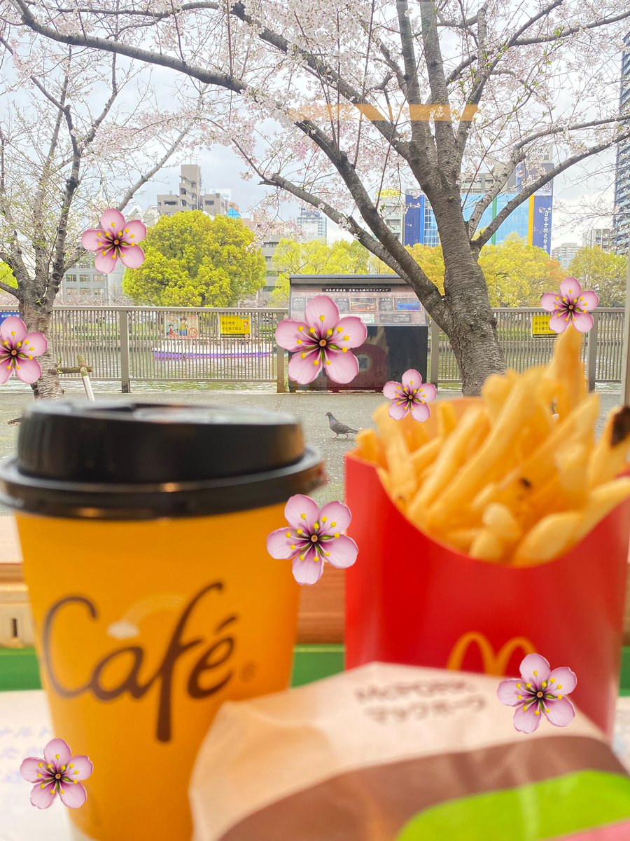 お花見マクド🌸
今日は店内からお花見😊✨✨