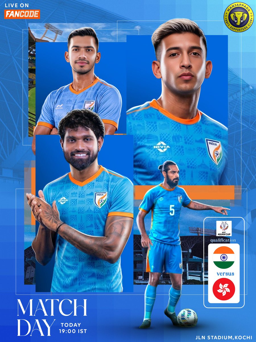 kbfc_manjappada's tweet image. 𝐌𝐚𝐭𝐜𝐡𝐝𝐚𝐲 𝐈𝐬 𝐇𝐞𝐫𝐞..🇮🇳🔥
Time to stand tall for the badge.
Let’s go, Blue Tigers 💙

#manjappada #indianfootball 
#bluetigers #INDHKG #ACQ2027