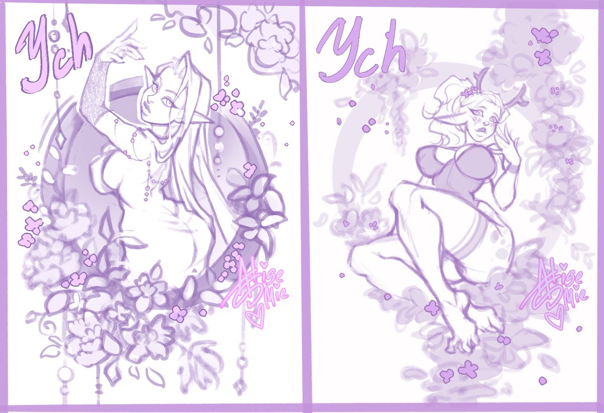 sweetastisemie's tweet image. Soft floral vibes for these new YCHas from "Bloom and Lewd" spring collection 🌸✨
Which pose do you like more?
Info on slots and pricing in the thread below 👇
#Ych #artcommissions