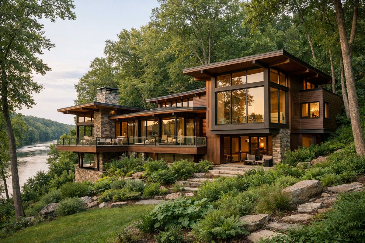 LSU_Grad1's tweet photo. The James River defines our region. Our designs respect the local watershed and topography, creating homes that feel like a natural extension of the Richmond landscape. #JamesRiver #LandscapeArchitecture #CustomHomes https://t.co/pDSdlIGg6h