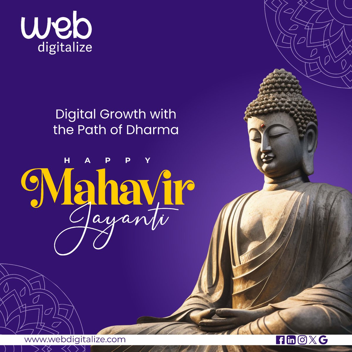 WebDigitalize's tweet photo. On this sacred occasion of Mahavir Jayanti, let’s embrace the values of truth, discipline, and non-violence in every step of our journey. 🙏

#webdigitalize #mahavirjayanti2026 #DigitalGrowth #PathOfDharma #Truth #NonViolence #Peace #BusinessWithPurpose #FestiveVibes #India https://t.co/XBsn0wMdqp