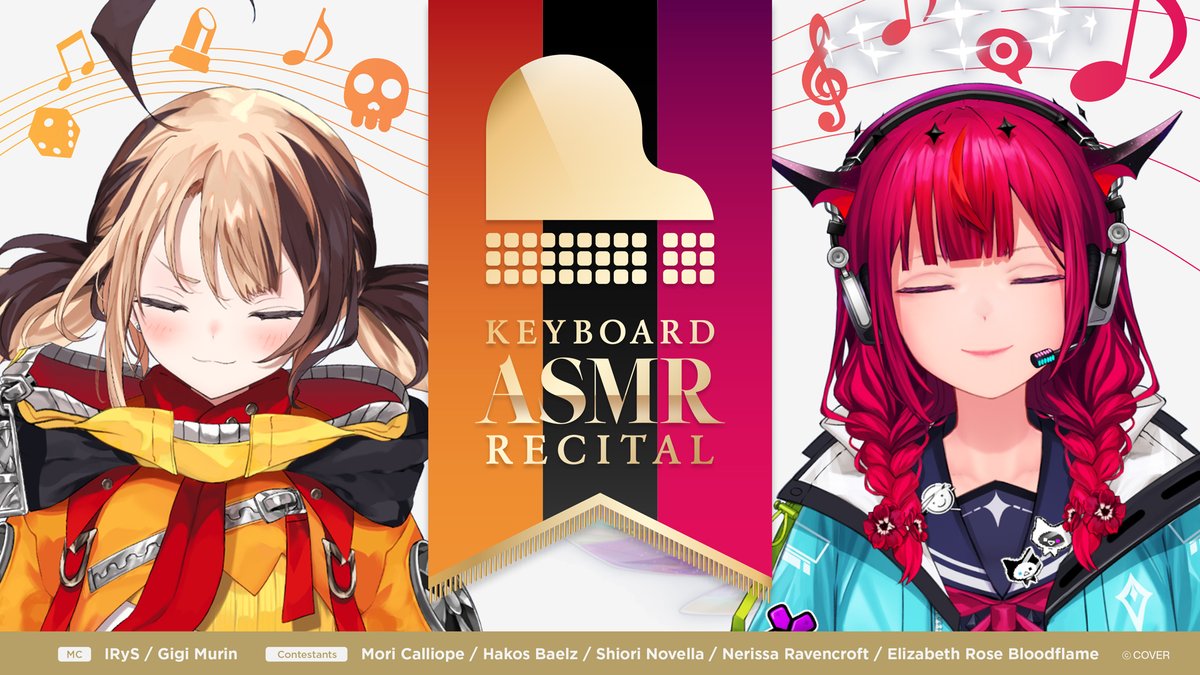 hololivetv's tweet image. 📺KEYBOARD ASMR RECITAL📺

＃ホロライブEnglish のタレントが出演する特別番組が
本日3月31日19時(JST)より公開✨
キーボードの音だけで最も美しく「春」を奏でるのは誰か？

🎶審査員
#IRyS
#ジジ・ムリン

📅プレミア公開日
3/31 19時(JST)

📺待機所
youtu.be/cCPCWqYH3S4

#AD #ASMRecital