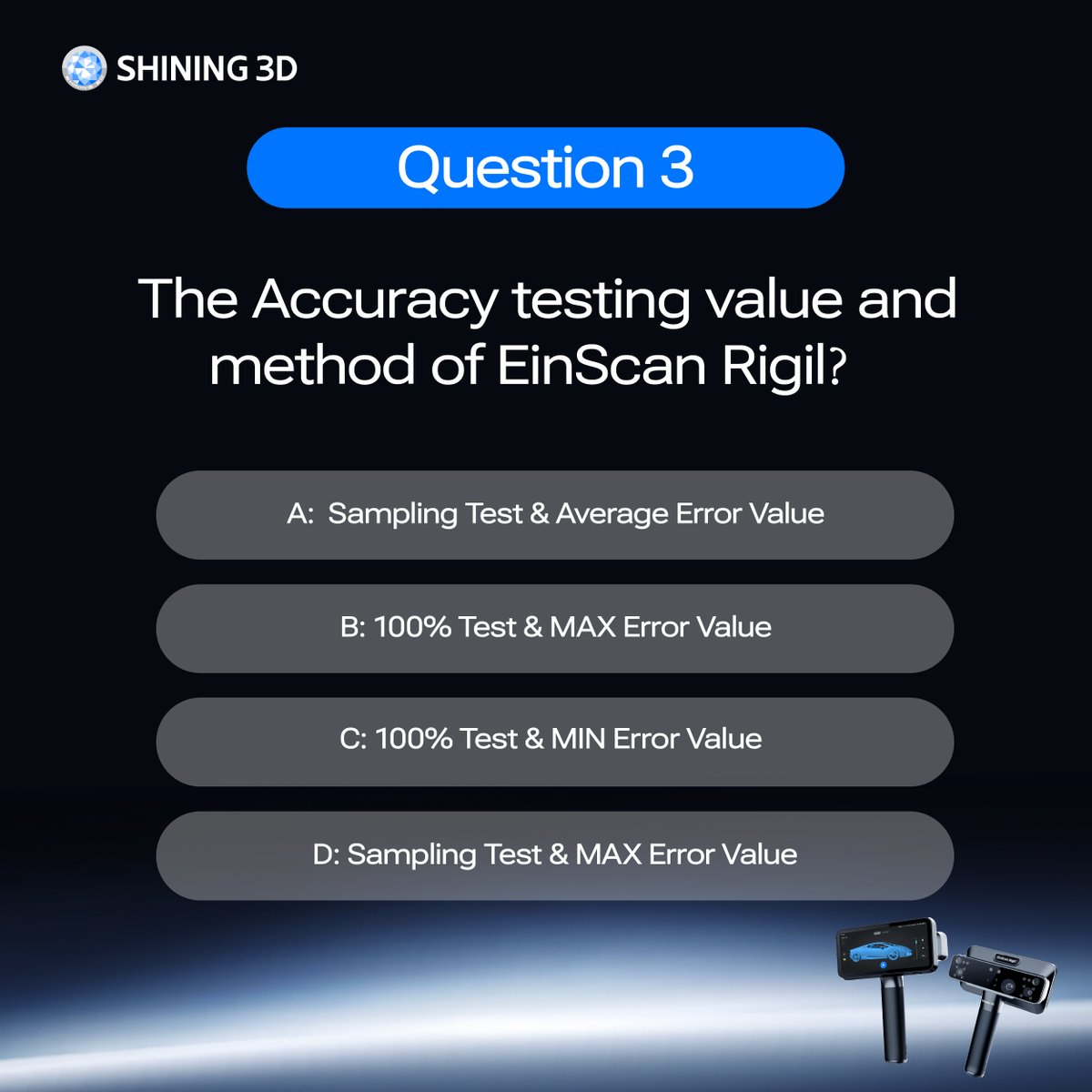EinstarOfficial's tweet photo. It’s EinScan Rigil quiz time! 💡

Win a $100 EinScan Rigil coupon, valid at https://t.co/DeT5bhUFNy your answer below — the fastest correct reply wins!

📅03/31–04/02.

#EinScanRigilCoupon #EinScanRigilGiveaway #EinScanRigilQuiz #CommentToWin #EinScanRigil https://t.co/iK52pBM4Pk