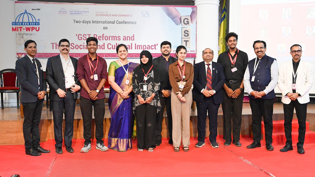 MITWPUOfficial's tweet image. When reform meets reality, conversations matter.

WPU School of Economics and Commerce, MIT-WPU, Pune, in collaboration with ICAI, hosted the International Conference on ‘GST Reforms and Their Social and Cultural Impact’.

#MITWPU #GSTReforms #Policy #ThoughtLeadership