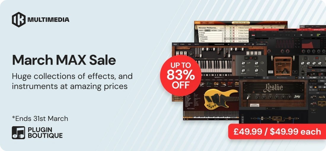 PIB_Korea's tweet photo. 【IK Multimedia March MAX Sale】
세일 기간: 2월 3일 ~ 3월 31일  
할인율: 최대 83% 할인  
🎸 IK Multimedia의 인기 툴을 한 번에 저렴하게 만나보세요. IK Multimedia는 음악 제작 소프트웨어와 하드웨어를 개발하는 세계적인 음악 기술 기업입니다. 수많은 유명 악기 브랜드 및 기타리스트와의 협업을 통해 사실적이고 고품질의 사운드와 혁신적인 제작 툴을 제공하고 있습니다. 기타 앰프 시뮬레이터와 가상 음원, 믹싱/제작 툴에 이르기까지, 프로덕션을 강력하게 지원하는 라인업이 대상입니다.  기간 한정 세일을 통해 최대 83% 할인된 가격으로 구매하실 수 있습니다！
https://t.co/0YFSrU6LTU