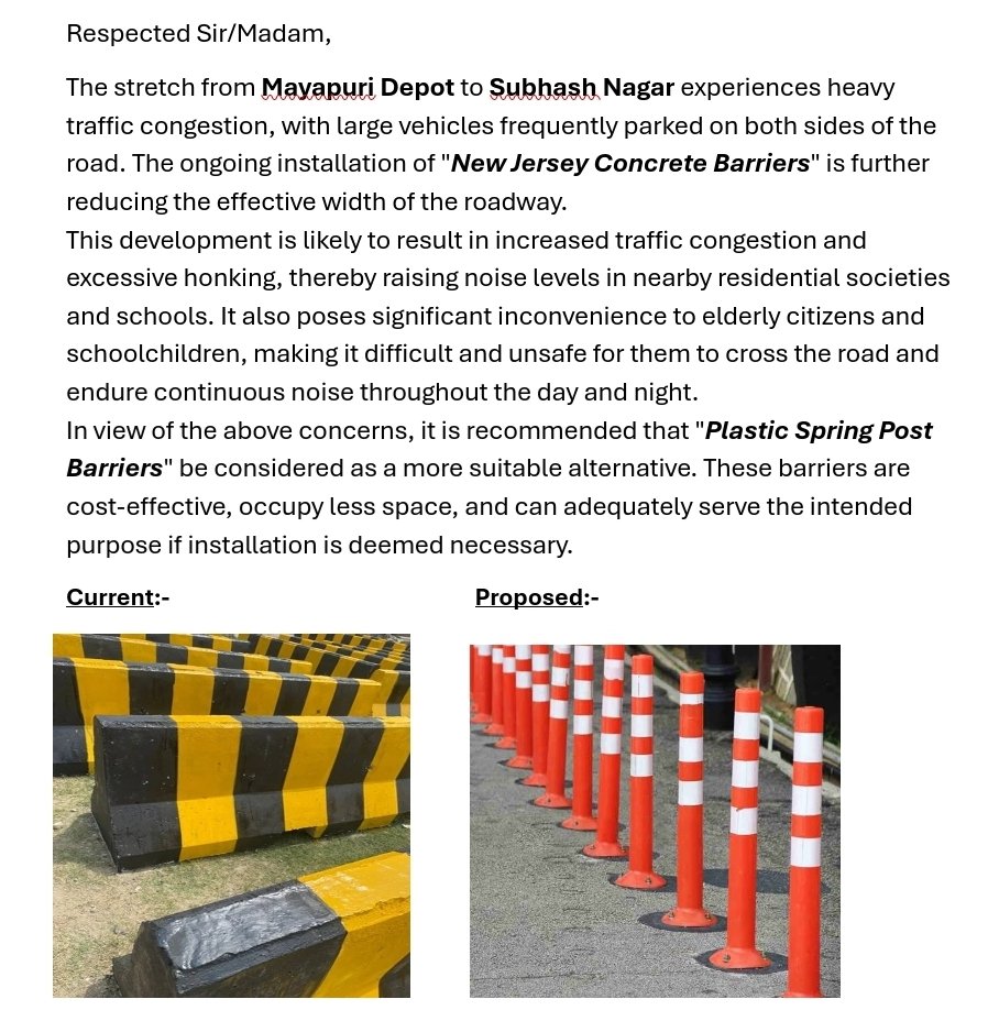 AKohli135's tweet photo. @dtptraffic @DelhiPwd Further to my request regarding the installation of speed breakers on this stretch, I would like to bring the following matter to your kind attention. https://t.co/nfywGktkd6