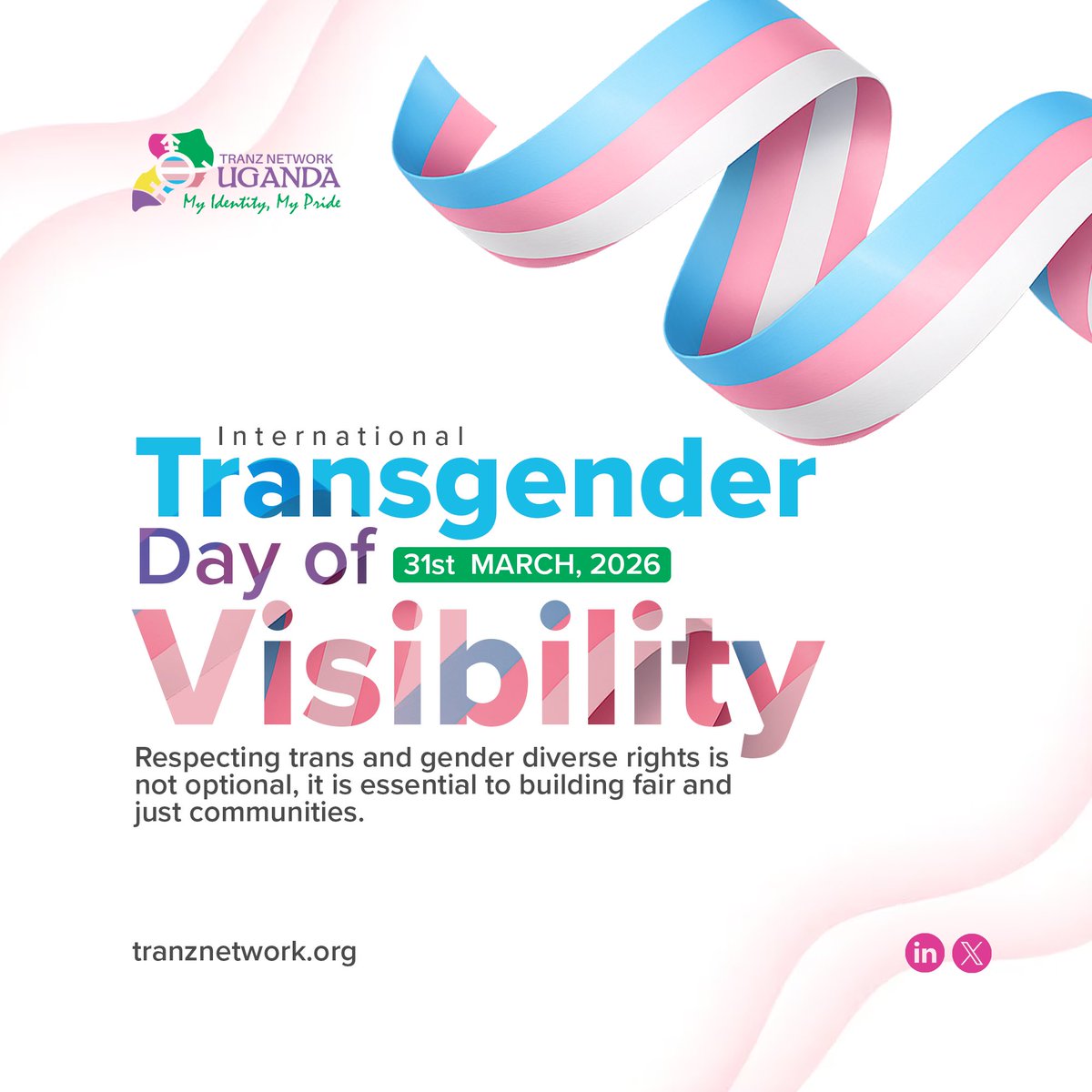 TranzNetwork's tweet photo. Visibility is power from within.

Today, on #TDOV, we honor the courage, strength, resilience, and leadership of trans and gender diverse persons.

We call for the safety, dignity, and equal access to healthcare, justice, and opportunities for trans persons in Uganda. https://t.co/rsFGZ1XGzK