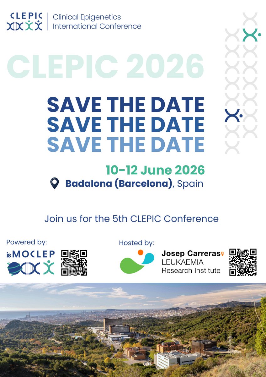 CarrerasIJC's tweet photo. ⏳Last week to grab #CLEPIC2026 Early Bird pricing!

🔬 annual epigenetics meeting
📢 plenaries, posters, workshops, networking
🤝 connecting scientists, clinicians, industry &amp; policymakers

Join us 👉 head to https://t.co/QPOMhUwMeh and secure your place. https://t.co/sDU8cXVNon
