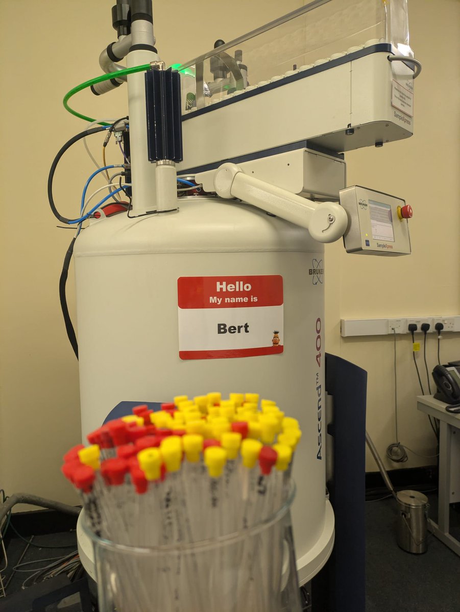 keelechem's tweet photo. Last week our twin NMR spectrometers, Bert &amp; Ernie, we're very busy! Our third year projects were finishing up their final analyses 🟡 and our second years were being introduced to phosphorus NMR 🔴 https://t.co/UubOiobILZ