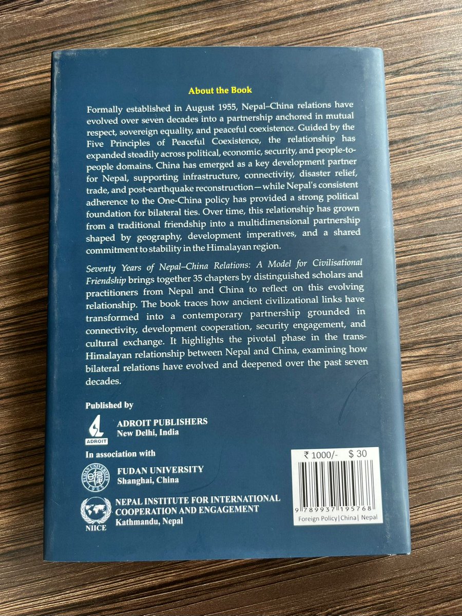 contactniice's tweet image. 📘 Seventy Years of Nepal-China Relations

Now on special offer!

💰 NPR 1600 / INR 1000
🔥 Limited deal: NPR 800 only

⏳ Offer valid till April 7 | Limited stock

✍️ By Zhang Jiadong &amp;amp; @BibekDhoj

Grab yours now before it’s gone! #NepalChina #Books #InternationalRelations