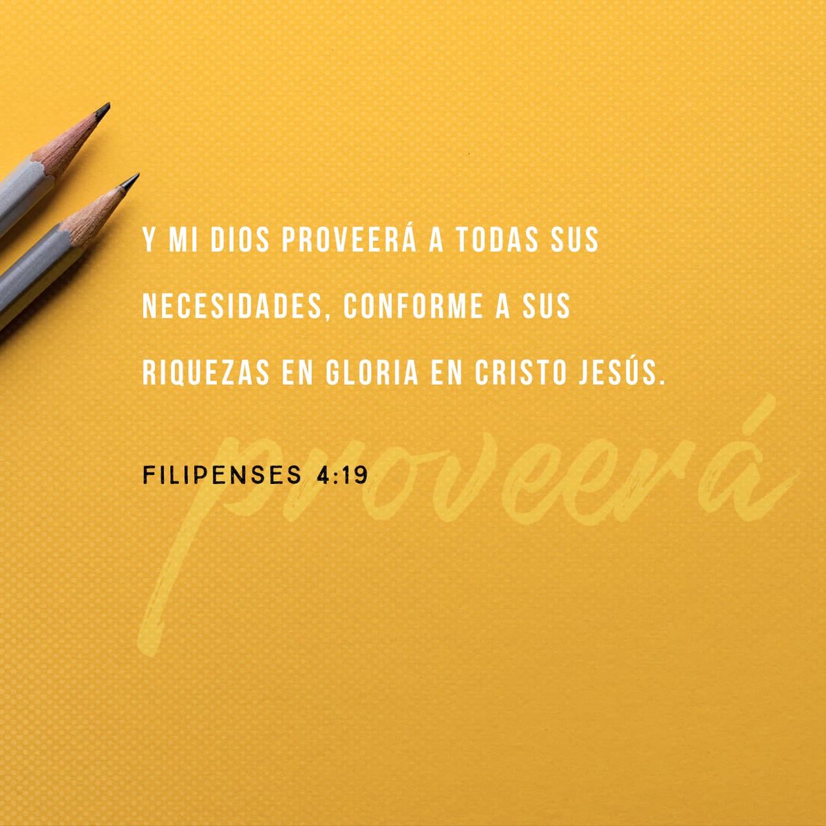“Mi Dios, pues, suplirá todo lo que os falta conforme a sus riquezas en gloria en Cristo Jesús.”
Filipenses 4:19 RVR95
bible.com/bible/150/php.…