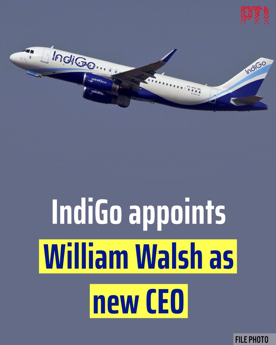PTI_News's tweet photo. STORY | IndiGo appoints William Walsh as new CEO

The country's largest airline IndiGo on Tuesday announced the appointment of former British Airways chief William Walsh as new CEO.

Walsh, an airline industry veteran, is currently the Director General of the International Air Transport Association (IATA).

Announcing the appointment of Walsh as the CEO, subject to regulatory approvals, IndiGo, in a release, said his tenure at IATA comes to a close on July 31 and he is expected to join no later than August 3.

The announcement comes less than three weeks after the sudden exit of IndiGo CEO Pieter Elbers.

Walsh, popularly known as Willie, was formerly CEO of British Airways and IAG (International Airlines Group, a holding company, which owns Aer Lingus, British Airways, Iberia, Level and Vueling).

READ: https://t.co/53i5VwrWNp