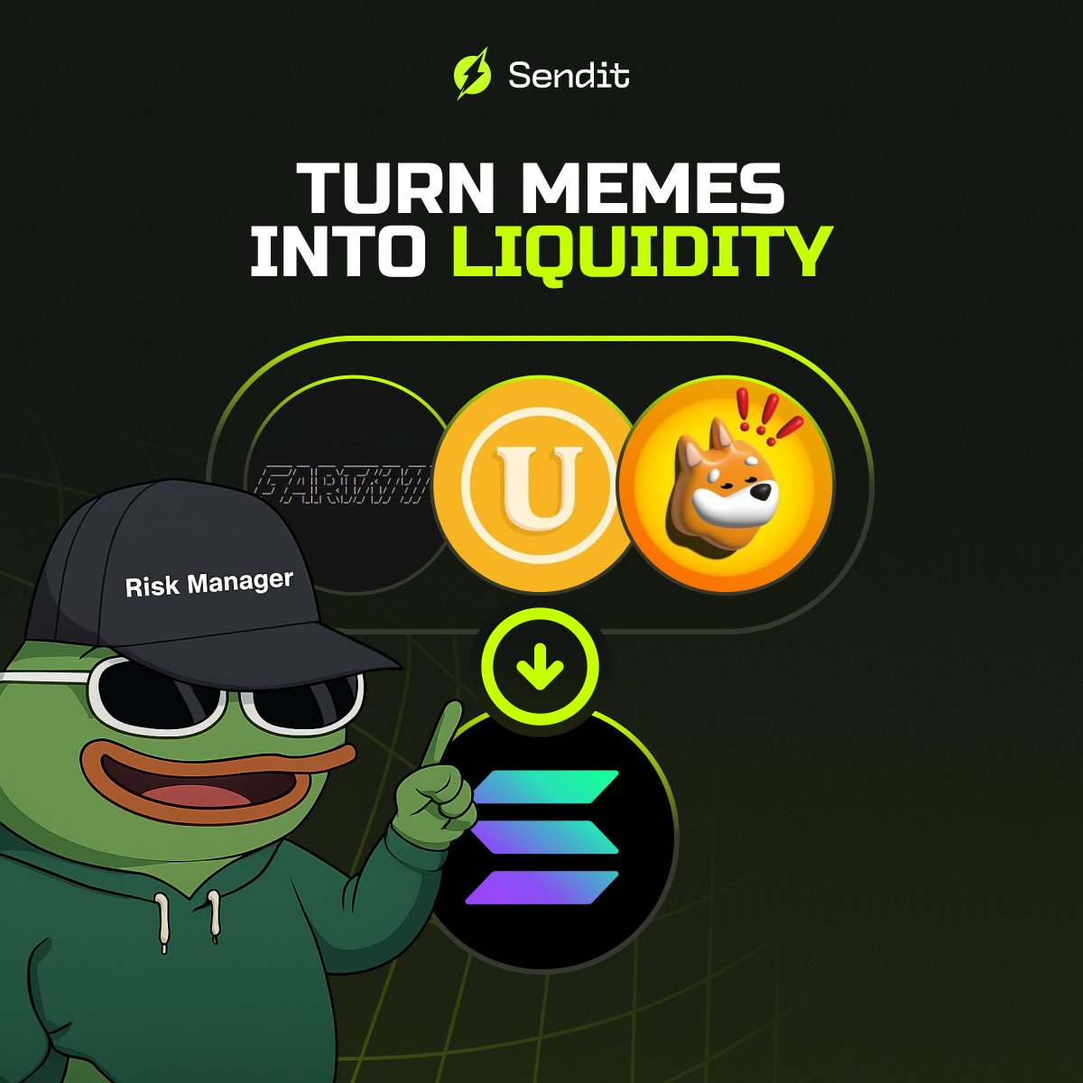 senditfun's tweet photo. Imagine your memecoin bag paying you in Solana

Sendit makes that possible:
→ Deposit memes like $USELESS and $FARTCOIN
→ borrow SOL 
→ lend that SOL to the pool
→ start farming real, unmatched Solana yield https://t.co/Fp44EfpKg6