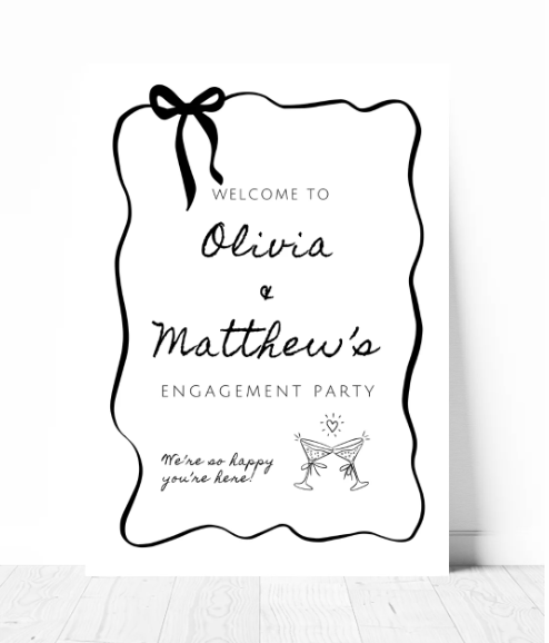 Black Bow Engagement Parties: Inspired by Liv Broads’ chic aesthetic, this theme combines monochrome sophistication with playful romance.  What is your engagement style? #engaged #engagement <a href="/liv_broads/">Liv Broads</a>