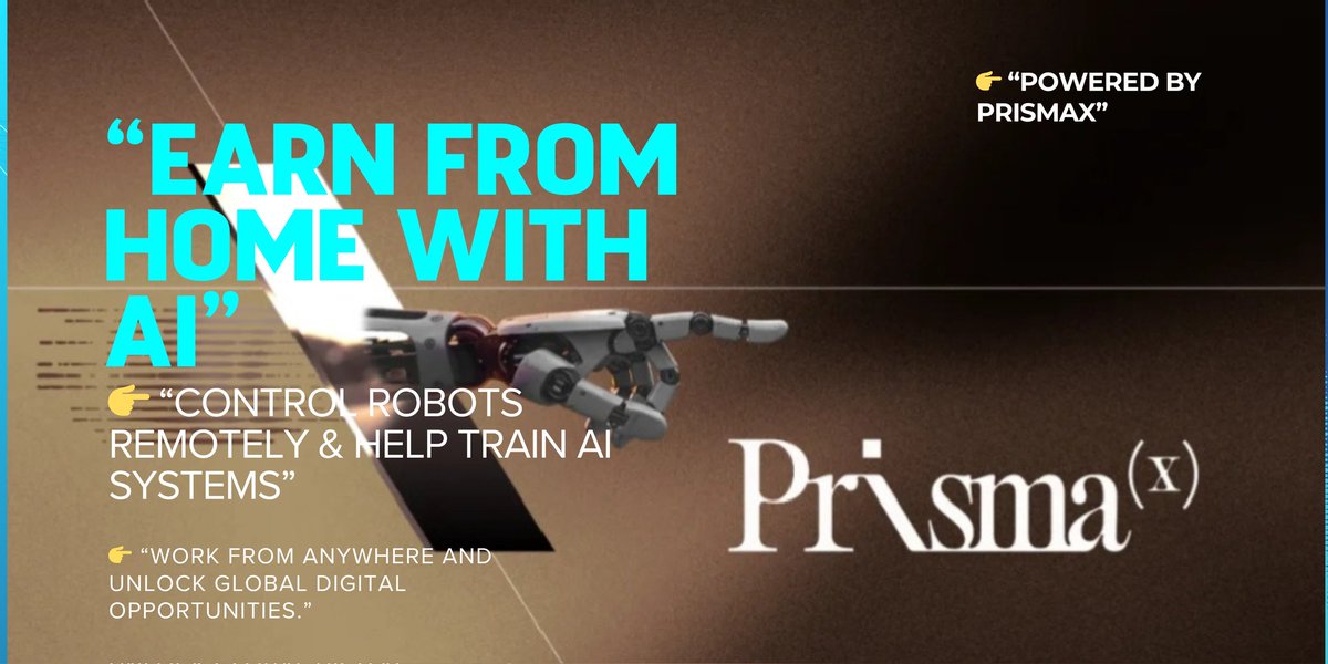 khanali5512's tweet photo. Imagine earning from home by controlling robots remotely. PrismaX is working on a system where people can operate machines from anywhere while helping train AI, opening new opportunities for global digital jobs. @PrismaXai
#WorkFromHome #PrismaX #FutureWork #OnlineEarning #Tech https://t.co/NP4RU4xvCt