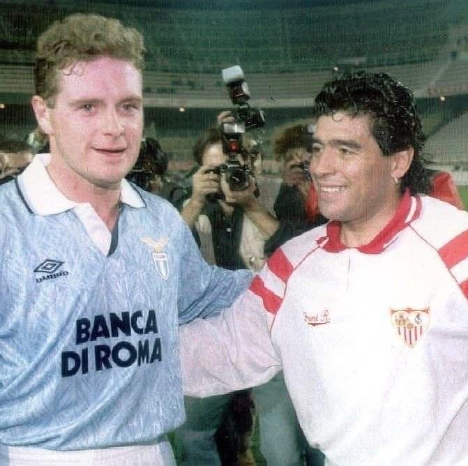PAUL GASCOIGNE: "I remember playing a friendly match against Maradona’s Sevilla in Spain after spending three straight days drinking at Disneyland. In the tunnel, I told Diego I was wrecked. He replied, don’t worry, me too."