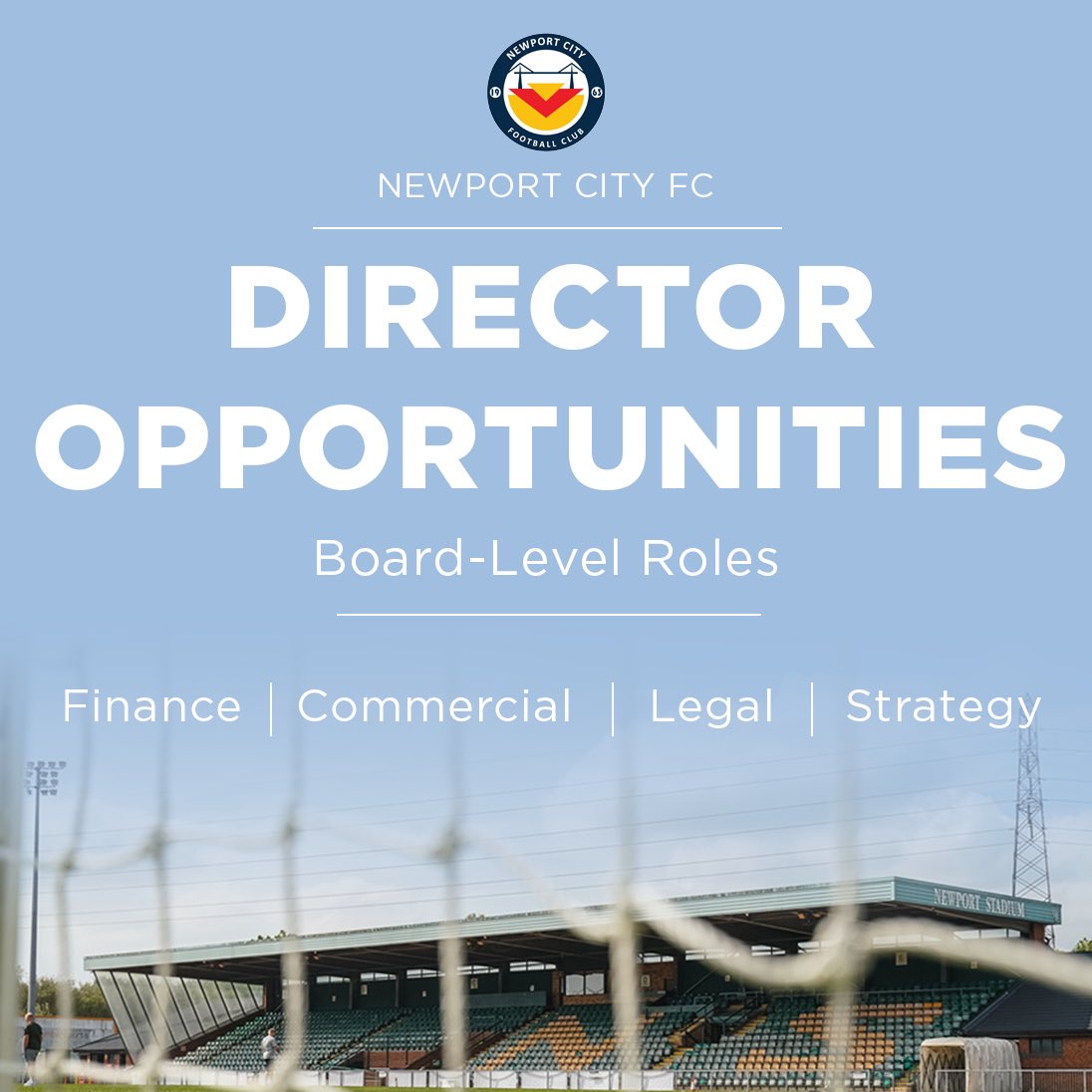 𝗡𝗲𝘄𝗽𝗼𝗿𝘁 𝗖𝗶𝘁𝘆 𝗙𝗖 – 𝗗𝗶𝗿𝗲𝗰𝘁𝗼𝗿 𝗢𝗽𝗽𝗼𝗿𝘁𝘂𝗻𝗶𝘁𝗶𝗲𝘀 (Board-Level Roles)

Newport City FC is entering a new phase of development as we restructure the club to compete at the highest level of Welsh football.

Based in one of the largest football cities in