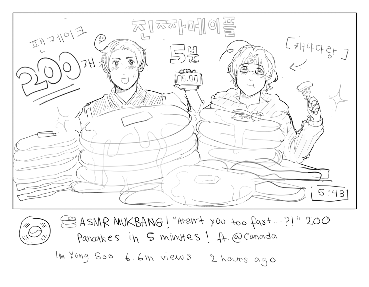 vtiok7p's tweet photo. "You should draw. Korcan." -> welcome to Korea's mukbang channel #hetalia https://t.co/ZQ5AssfHCw https://t.co/kHn3BvUbRb