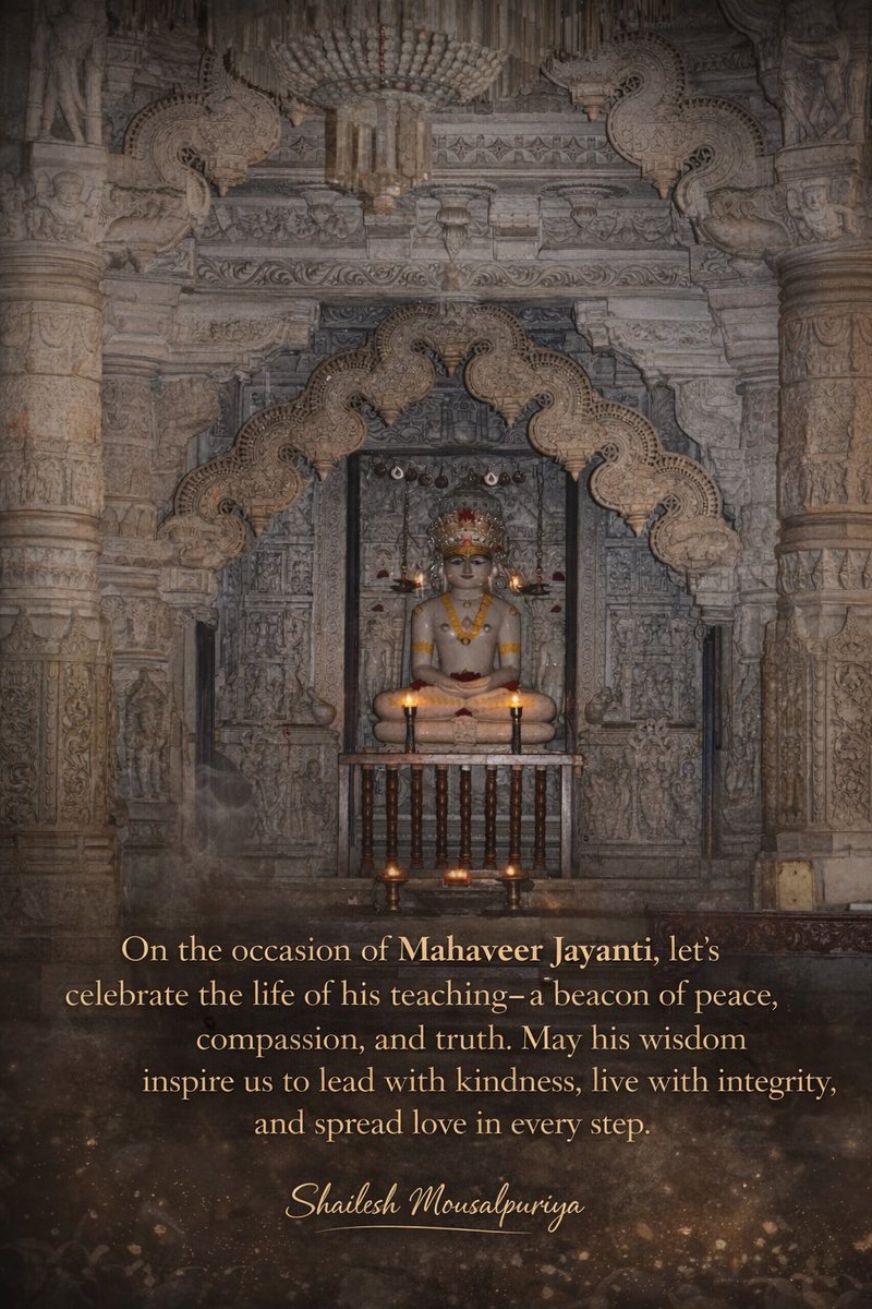 ShaileshASP's tweet photo. महावीर जयंती की आप सभी देशवासियों को ढेर सारी शुभकामनाएँ!
भगवान महावीर का जीवन और उनकी शिक्षा- शांति, करुणा और सत्य उनका प्रतीक है जो हमे मानवता, समता, दया और प्रेम के साथ जीवन जीने और उसे फैलाने के लिए प्रेरित करती है। https://t.co/PUD2c42gnZ