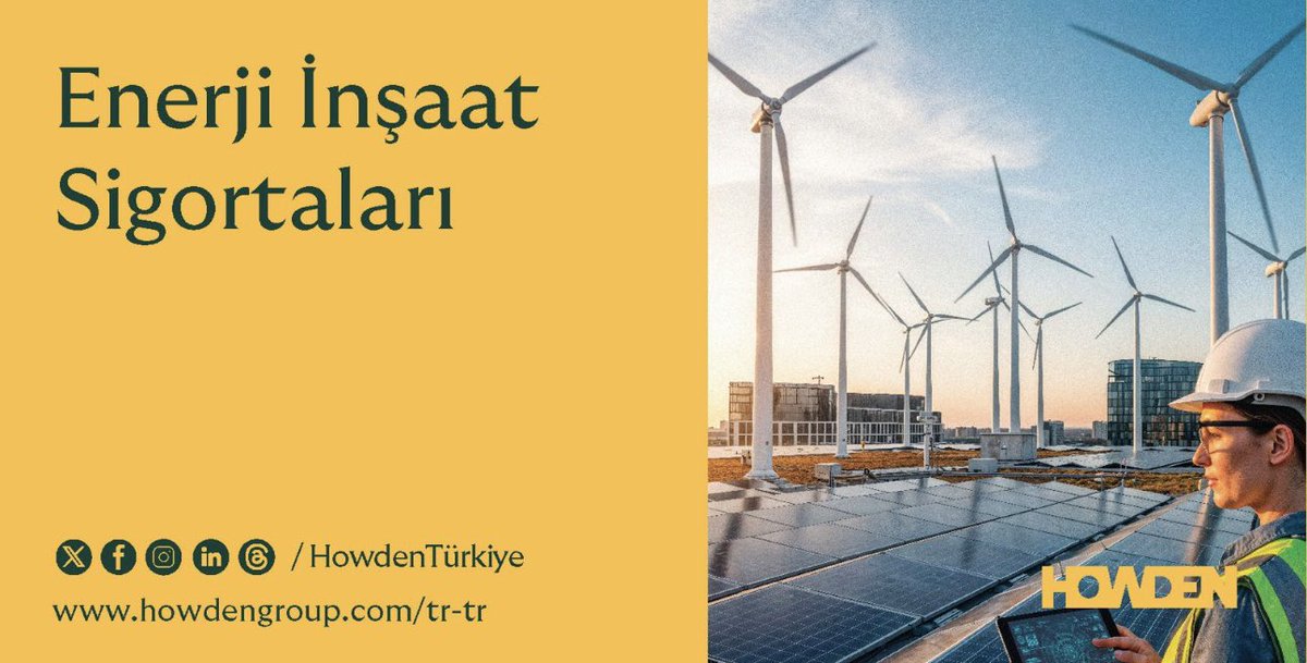 HowdenTurkey's tweet photo. Howden Enerji İnşaat Sigortası: Enerji ve Altyapı Projelerinde Stratejik Sigorta ortağınız. Enerji ve büyük ölçekli altyapı projelerinin teknik risklerini detaylı analiz ediyor; projeye özel, güçlü ve sürdürülebilir sigorta çözümleri sunuyoruz. info@howden.com.tr #EnerjiSigortasi https://t.co/sbDidgQACT